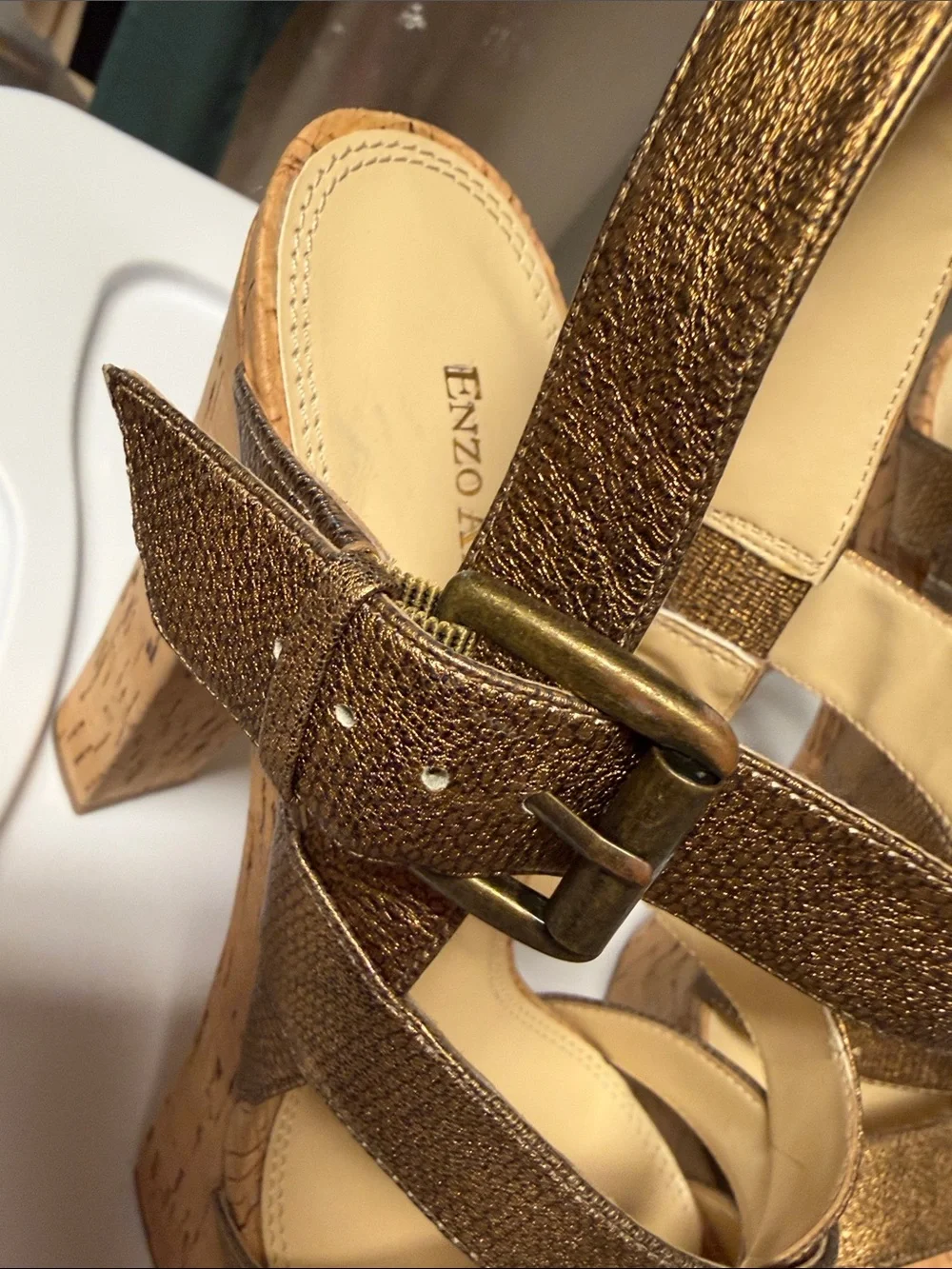 NWOT Enzo Angiolini Copper Brown Strappy Platform Heels Size 10M